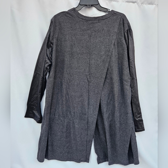Plus Size French Laundry Open Front And Back Charcoal Cardigan Lng-Sleev Pockets - Picture 3 of 7